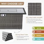 Brafab Fire Pit, 44" Outdoor Propane Gas Fire Pit Table with Hand Woven Rattan Pattern Tempered Glass Tabletop,50,000 BTU PE Rattan Patio Fire Pit Table with Blue Fire Glass,Lid,ETL Certification - Image 6