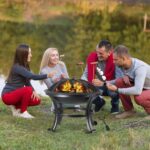 22 Inches Portable Fire Pit Outdoor Wood Burning Steel Lightweight BBQ Grill Firepit Bowl with Log Grate&Poker for Outside Patio Campfire Bonfire Backyard - Image 3