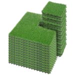 PrimeZone 54 PCS Interlocking Artificial Grass Tiles - 12"x12" Turf Outdoor Indoor Fake Grass Deck Flooring Set for Patio, Balcony, Backyard