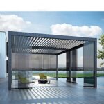 MARURY Outdoor Pergola, Leisure House Gazebo Sheds, Waterproof Louver Roof System Garden Aluminium Pergola Gazebo Canopy, for Backyard, Patio, Garden