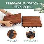 Solid Wood Interlocking Flooring Tiles (Pack of 10, 12" x 12"), Acacia Deck Tiles, Floor Tiles for Both Indoor and Outdoor Use, Waterproof All Weather, 9 Slat (12 x 12, 9 Slat) - Image 7
