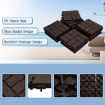Domi Plastic Interlocking Deck Tiles, 27 Pieces One Pack, 12"x12" Waterproof Outdoor Flooring All Weather Use Decking Tiles for Shed Floor Porch Poolside Garden Backyard, Dark Brown - Image 3