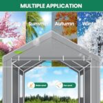 COBIZI Carport Canopy 12x20 Heavy Duty Portable Garage with Roll-Up Ventilation Windows & Doors, Removable Sidewalls Car Canopy Car Tent Waterproof with Built-in Sandbags for Cars, Boats, Trucks, Gray - Image 5