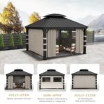 GOTRUTH Gazebo Privacy Curtains 10' x 10' with Mosquito Windows, 10'x10' Gazebo Curtains Outdoor Waterproof, 4-Panels Side Wall with Zipper for Patio, Garden and Backyard (Khaki, Curtain Only) - Image 4