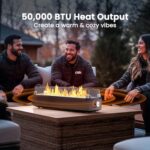 Ciays 28 Inch Table Top Propane Fire Pit, 50,000 BTU Tabletop Firepit with Glass Wind Guard & Glass Beads, Nylon Cover, Portable Outdoor Portable Fireplace for Patio and Camping - Image 3