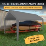 GOTRUTH 12x20 Canopy Replacement Cover, Carport Replacement Top Cover for 12' x 20' Frame, 800D Heavy Duty Waterproof & UV Protected Car Canopy with Ball Bungees (Frame is not Included) (Gray) - Image 7