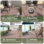 44 Pack Interlocking Deck Tiles, 12"x12"x0.8" Plastic Patio Flooring Outdoor Waterproof, All Weather Use for Balcony Porch Backyard Poolside（Brown,Stripe） - Image 2