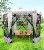 Raynesys 6 Sided Pop Up Gazebo Tent, Camping Screen Tent for 6-8 Person Foldable, Pop-Up Canopy Shelter with Mesh Windows, UV Resistant, Quick Set, Outdoor Gazebo with 6 Removable Wind Cloths - Image 7
