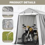 Shintenchi 6x6ft Outdoor Portable Storage Shelter Shed,Carport Storage Shed with Roll-up Zipper Door, Heavy Duty UV Resistant and Waterproof Tarp, Storage for Motorcycle, Bike, Garden Tools - Image 4