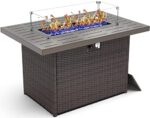 KHOLH 44 Inch Propane Gas Fire Pits Table for Outside Patio, 60000 BTU Rectangular Outdoor Wicker Rattan Fire Pit with Glass Wind Guard - Image 2