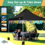 COBIZI 10x10 Easy Pop Up Canopy Tent, Instant Commercial Outdoor Gazebo with 4 Sidewalls, Waterproof and UV Protection 50+ Event Shelter for Camping, Family Parties & Patio with 4 Sandbags,Black - Image 8