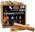 10lb Fatwood Fire Starter Sticks | 100% Natural Fire Starters for Campfires, Firepit, Fireplaces, BBQ, Wood Stoves | Easy Ignition w/Just 2 Sticks | Camping Essentials by Billy Buckskin (10lb Box)