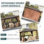 YMGSCC 10' X12' Hardtop Gazebo with Aluminum Frame,Metal Roof Gazebo Canopy W/ 2 Hooks,Curtains and Netting for Garden,Patio - Image 4