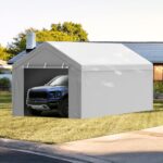 VEVOR Carport Replacement Canopy Cover Top + Side Wall 10 x 20 ft, Garage Tent Shelter Tarp Heavy-Duty Waterproof & UV Protected, Easy Installation with Ball Bungees,Grey (Frame Not Included) - Image 8