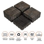 Topeakmart 27PCS 12 x 12in Patio Tiles Solid Wood Deck Interlocking Deck Tiles for Outdoor Flooring Water Resistant for Indoor & Outdoor Black - Image 4