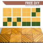 PrimeZone 9 PCS Solid Acacia Wood Interlocking Patio Deck Tiles - 12" x 12" Indoor Outdoor Waterproof Flooring Tiles for Balcony, Backyard & Poolside, All Weather Use, Natural Wood, Diagonal - Image 7