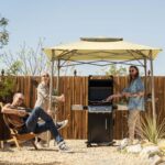 Crown Shades 8x5 Grill Gazebo - Pop Up Canopy for BBQ and Backyard Patio - Easy Outdoor Barbecue Shade Cover with Double Tier Vented Top & 2 Side Shelves (Beige) - Image 2