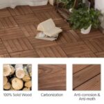 Yaheetech 12 x 12'' Patio Deck Tiles Interlocking Wood Floor Tiles Indoor & Outdoor for Patio Garden Deck Poolside Pack of 11 Tiles Brown - Image 7
