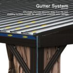 Domi 12x14FT Lean to Gazebo, Hardtop Wall Mounted Gazebo with Sloping Galvanized Steel Roof, Wall Pergola with Aluminum Frame, Curtains and Netting, for Patio, Deck, Garden, Backyard - Image 4