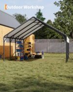 Garveelife 20'x20'x13' Metal Carport for 2 Cars, Heavy Duty Car Ports for Heavy Snow, Reinforced Frame, Tall Metal Car Ports for Bass Boats, Full-Sized Pickup Trucks, and Tractors, N.W. 800 Lbs - Image 7