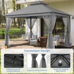 Yaheetech Patio Gazebo - 11x11 ft Outdoor Shelter Tent with Vented Top & Mesh Sidewalls & Drainage Holes, Water-Resistant for Garden/Backyard/Deck/Lawn (Dark Gray) - Image 7