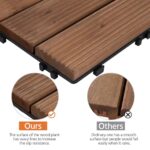 Yaheetech 12 x 12'' Patio Deck Tiles Interlocking Wood Floor Tiles Indoor & Outdoor for Patio Garden Deck Poolside Pack of 11 Tiles Brown - Image 9