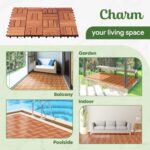 CraftVie 10 PCS Premium Acacia Interlocking Deck Tiles – 12" x 12" Waterproof Hardwood Flooring (Not Fir, Not Plastic) – All-Weather Decking for Patio, Balcony, Garden, Indoor & Outdoor Use - Image 5