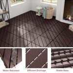VANCASTLE Interlocking Floor Tiles, 12" x 12" Outdoor Flooring，All-Weather Waterproof Deck Tiles for Patio/Poolside/Garage/Gym, 1 Sq Ft Coverage per Tile, Easy to Install, Dark Brown/9 Pack - Image 3