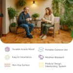 vidaXL Decking Tiles 10 Pieces – Easy to Assemble Interlocking Acacia Wood Outdoor Floor Panels for Patio, Balcony, Walkway, Backyard, Garden, Porch, Gazebo, DIY Deck Covering – Brown, 11.8"x11.8" - Image 7