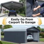 Arrow Sheds Amazon Exclusive 12' x 20' x 7' 29-Gauge Carport with Galvanized Steel Roof Panels and Enclosure Kit, Eggshell - Image 2