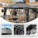 ECOTOUGE Outdoor Gazebo 10'x10', Heavy Duty Canopy Tent with Soft Double Roofs & Metal Corner Frame Shelves, Party Tent Shelter with Mosquito Netting for Patio, Deck, Backyard, Grey - Image 3