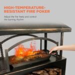 Red Mountain Valley 37" Fire Pits with Wood Storage for Outside, Large Wood Burning Outdoor Fireplace with Chimney, Mesh Spark Screen & Fire Poker, Idea for Backyard, Patio, Party, Camping, Picnic - Image 8