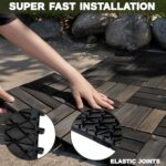 VICTORY RELAX Acacia Wood Decking Tiles 9PCS - Easy Snap Interlocking Deck Tiles for Patio Poolside Balcony Decor - All Weather Waterproof Flooring for Indoor & Outdoor (Round Joints) - Image 5