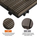 Topeakmart 27PCS 12 x 12in Patio Tiles Solid Wood Deck Interlocking Deck Tiles for Outdoor Flooring Water Resistant for Indoor & Outdoor Black - Image 6