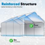 Quictent 13’x20’ Heavy Duty Carport Car Canopy Galvanized Car Boat Shelter with Removable Sidewalls, Reinforced Top Poles and Ground Bar-Grey - Image 3