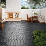 VANCASTLE Interlocking Floor Tiles, 12" x 12" Outdoor Flooring，All-Weather Waterproof Deck Tiles for Patio/Poolside/Garage/Gym, 1 Sq Ft Coverage per Tile, Easy to Install, Dark Grey/9 Pack - Image 2