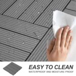 20 PCS Plastic Composite Deck Tiles, 12"x12" Composite Decking, All Weather, Patio Floor Decking Tiles for Pool Balcony Backyard Pathway Porch, Dark Grey - Image 2
