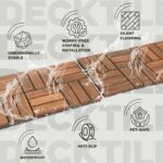VICTORY RELAX Interlocking Acacia Wood Deck Tiles, 9-Pack, 12 Slats, Waterproof Outdoor Flooring for Patio, Balcony, Garden – Natural Finish, 12.2" x 12.2" x 0.7" - Image 7