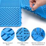 MYFAMIREA Modular Interlocking Cushion 12 Pack 11.8" x 11.8" Rubber Floor Tiles Non-Slip Splicing Drainage Mats for Deck, Pool, Shower, Patio, Balcony, Bathroom, Kitchen, Yard (2 Rows Dots, Blue) - Image 4