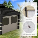 GOTRUTH Gazebo Privacy Curtains 10' x 10' with Mosquito Windows, 10'x10' Gazebo Curtains Outdoor Waterproof, 4-Panels Side Wall with Zipper for Patio, Garden and Backyard (Khaki, Curtain Only) - Image 3