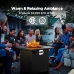 Ciays Propane Fire Pits 28 Inch Outdoor Gas Fire Pit Table, 50,000 BTU Steel Fire Table with Lid, Add Warmth and Ambience to Gatherings and Parties On Patio Deck Garden Backyard, Black - Image 2