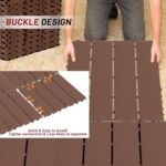 44 Pack Interlocking Deck Tiles, 12"x12"x0.8" Plastic Patio Flooring Outdoor Waterproof, All Weather Use for Balcony Porch Backyard Poolside（Brown,Stripe） - Image 6