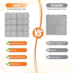 12 PCS Interlocking Deck Tiles 12" x 12", Non-Slip Drainage Plastic Flooring Tiles for Bathroom, Balcony, Poolside, Waterproof Indoor&Outdoor Garage Flooring, All Weather Use, Rosette Pattern, Grey - Image 5