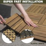 VICTORY RELAX Acacia Wood Decking Tiles 9PCS - Easy Snap Interlocking Deck Tiles for Patio Poolside Balcony Decor - All Weather Waterproof Flooring for Indoor & Outdoor (Round Joints) - Image 5