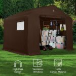 Best Choice Products 10x8ft Outdoor Storage Shed, Carport, Canopy Shelter, Dual Doors & Windows, Metal Frame, Weather-Resistant, Perfect for Storing Motorcycle, Bike, Garden Tools – Brown - Image 6