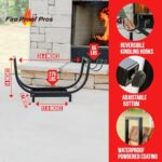FireProof Pros Firewood Rack Outdoor and Indoor Firewood Storage with Kindling Wood Hooks. 24.5 in curved Double Coated Fire Wood Rack. Waterproof Rustproof Stable Log Holder and Fireplace Organizer - Image 2