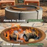 GJWCVL Fire Pit Ring Outdoor Wood Burning Fire Pit Liner 43.3 Inch Camping Fire Ring Corten Steel Firepit Ring Heavy Duty Campfire Ring Above or In-Ground for Bonfire Outdoor Backyard - Image 3