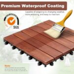 PrimeZone 27 PCS Solid Acacia Wood Interlocking Deck Tiles - 12" x 12" Waterproof Indoor Outdoor Patio Flooring Decking Tiles for Balcony, Backyard & Poolside, All Weather Use, Brown - Image 7