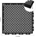 16 PCS Modular Interlocking Cushion Interlocking Floor Tiles with Hole Drainage Tiles Mat 10" x 10" Non Slip Pool Deck Mat Outdoor for Drain Deck Pool Patio Shower Kitchen Balcony(Black) - Image 3