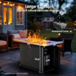 Ciays 43-Inch Rectangular Propane Fire Pit with 60,000 BTU Output, Gas with Cover and Rocks, Table CSA-Certified 2 in 1Table Gatherings Parties with 304 Stainless Steel H-Burner - Image 3